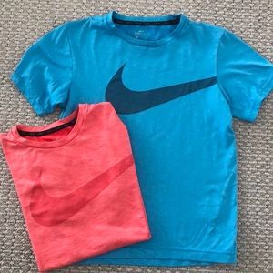 Boys Nike Youth Large Red and Blue Dry Fit Shirts